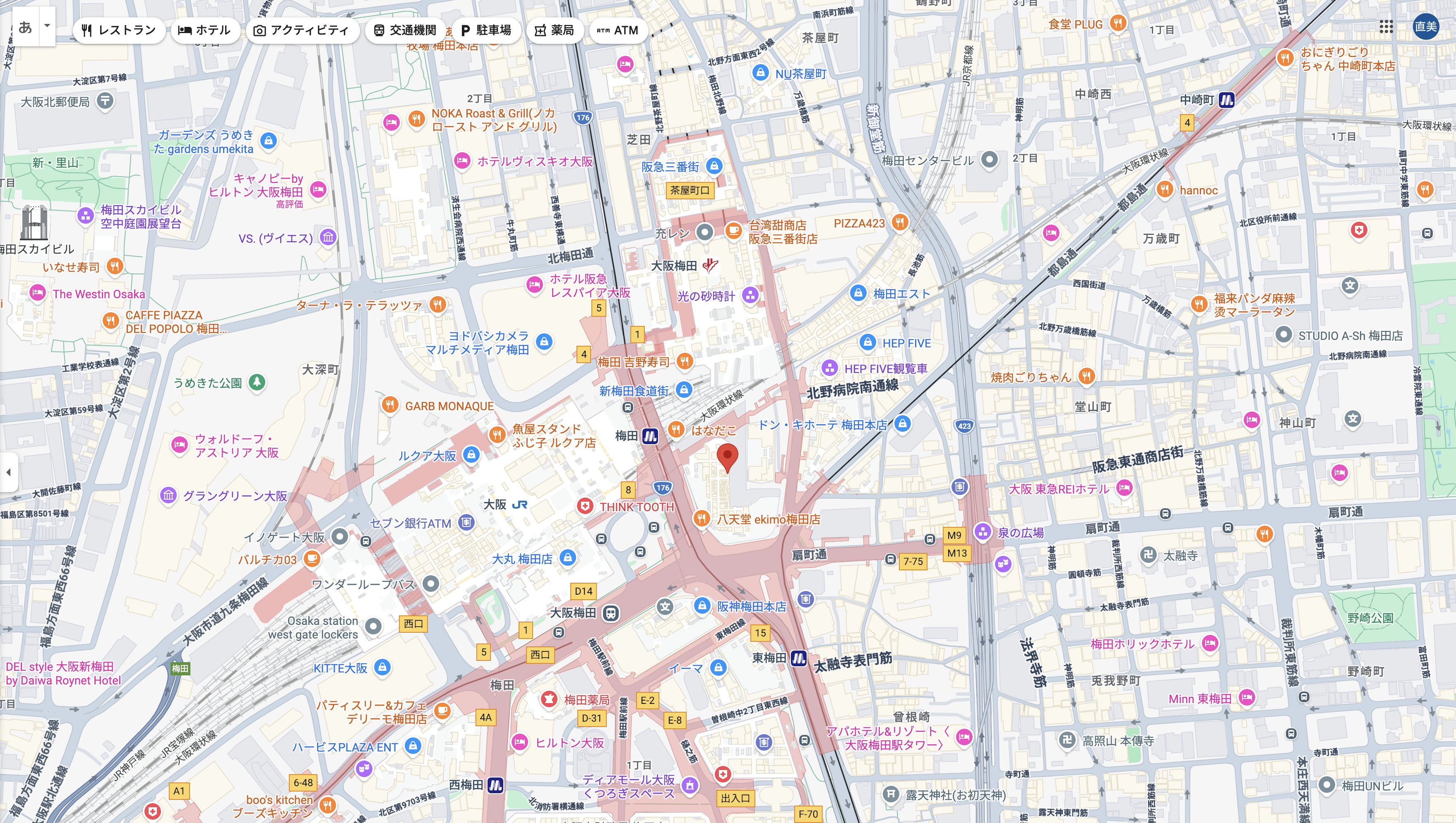 大阪梅田ツインタワーズ・ノース周辺地図