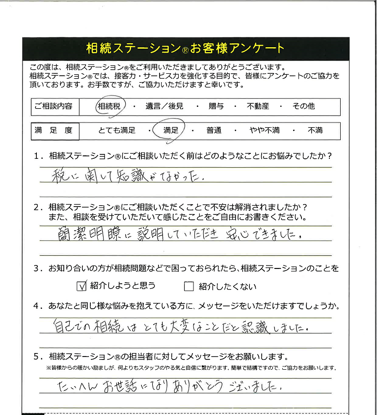 簡潔明瞭に説明していただき安心できました 税理士法人プラス