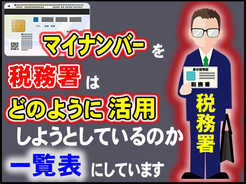 マイナンバーを税務署はどのように活用しようとしているのか一覧表にしています。